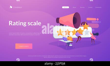 Expérience client et commentaires sur le site Web. Avis client cinq étoiles. Campagne de relations publiques et de promotion. Échelle de notation, concept haut de gamme, concept haut de gamme. Websit Illustration de Vecteur