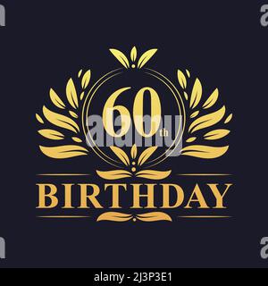 60th anniversaire Design, couleur dorée luxueuse fête d'anniversaire de 60 ans. Illustration de Vecteur