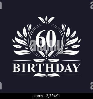 60th anniversaire Design, couleur dorée luxueuse fête d'anniversaire de 60 ans. Illustration de Vecteur
