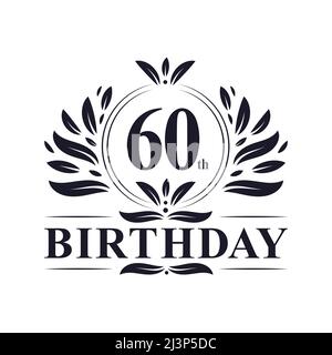 60th anniversaire Design, couleur dorée luxueuse fête d'anniversaire de 60 ans. Illustration de Vecteur