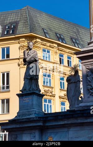 Saints de la colonne de la peste sur la place de la liberté à Brno, République tchèque. Banque D'Images