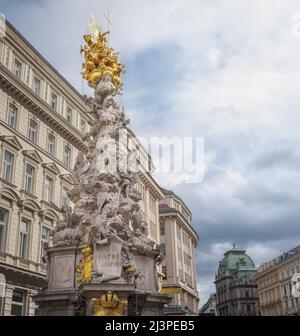 Colonne de la peste à Graben Street - monument inauguré en 1694 et conçu par divers artistes - Vienne, Autriche Banque D'Images