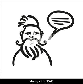 Image vectorielle d'une taille basse avec une barbe qui parle. Enseignement et narration. Illustration de Vecteur