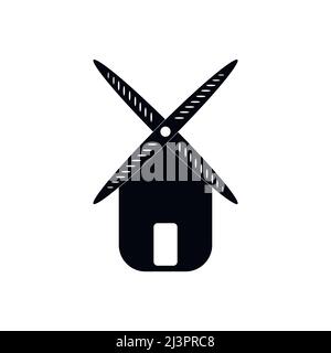 Windmill, icône Mill, logo isolé sur fond blanc Illustration de Vecteur