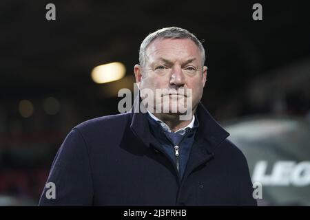 NIJMEGEN - FC Twente entraîneur Ron Jans lors du match néerlandais Eredivisie entre NEC et FC Twente à de Goffert le 9 avril 2022 à Nimègue, pays-Bas. ANP ROY LAZET Banque D'Images