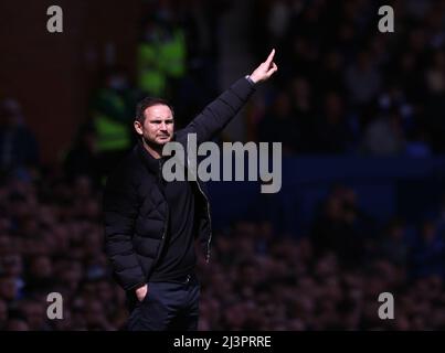 Liverpool, Angleterre, le 9th avril 2022. Frank Lampard directeur d'Everton pendant le match de la Premier League à Goodison Park, Liverpool. Le crédit photo doit être lu : Darren Staples / Sportimage Banque D'Images