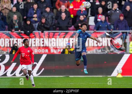 UTRECHT, PAYS-BAS - AVRIL 9: Tijjani Noslin de Fortuna Sittard lors du match néerlandais Eredivisie entre le FC Utrecht et Fortuna Sittard au Stadion Galgenwaard le 9 avril 2022 à Utrecht, pays-Bas (photo de Joris Verwijst/Orange Pictures) Banque D'Images