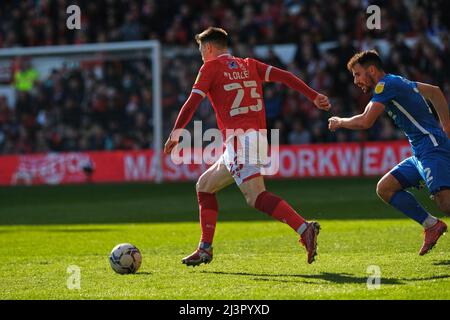 Nottingham, Royaume-Uni. 09th avril 2022. Joe Lolley (23 forêt ) courir avec le ballon pendant le jeu de Champioinship de l'EFL entre la forêt de Nottingham et la ville de Birmingham au City Ground à Nottingham, Angleterre Paul Bisser/SPP crédit: SPP Sport Press photo. /Alamy Live News Banque D'Images