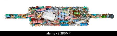 Symbole de schéma électronique de résistance isolé sur fond blanc. Pictogramme de couleur pour le schéma de circuit commun. Résistances de différentes tailles et de différents types. Banque D'Images