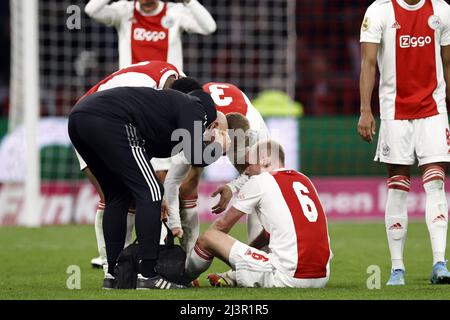 AMSTERDAM - (lr) Davy Klaassen d'Ajax lors du match hollandais entre Ajax et Sparta Rotterdam à la Johan Cruijff Arena le 9 avril 2022 à Amsterdam, pays-Bas. ANP MAURICE VAN STEEN Banque D'Images