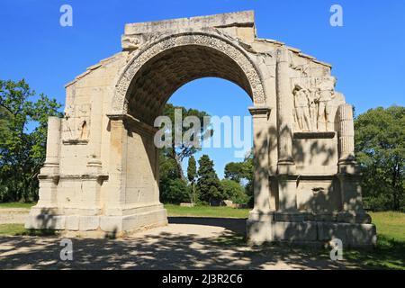 Vestiges romains anciens à Saint-Rémy de Provence. Banque D'Images