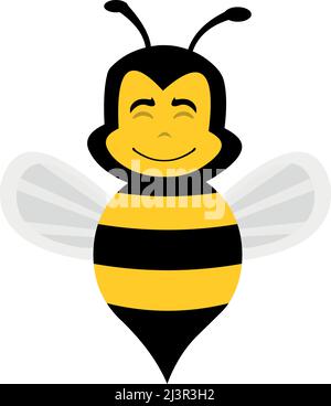 Illustration vectorielle du visage d'une abeille avec une expression heureuse Illustration de Vecteur