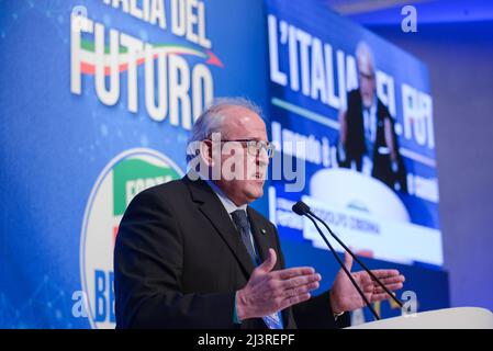 Hotel Parco dei Principi, Rome, Italie, 09 avril 2022, Rodolfo Ziberna, Maire de Gorizia pendant la deuxième journée de "l’Italia del futuro", événement organisé par le parti politique Forza Italia. L'événement se termine avec l'intervention de Silvio Berlusconi, chef de Forza Italia. - Nouvelles Banque D'Images