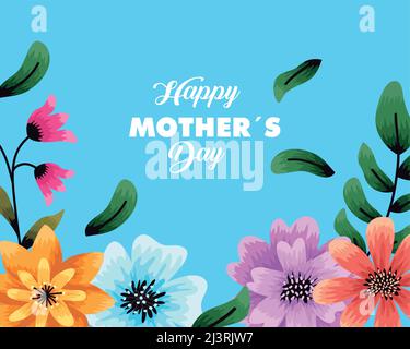 carte de fête des mères avec fleurs Illustration de Vecteur