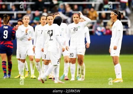 Columbus, Ohio, États-Unis. 9 avril 2022. Ouzbékistan après leur défaite de 9-1 aux mains des États-Unis à Columbus, Ohio, États-Unis. Brent Clark/Alamy Live News Banque D'Images