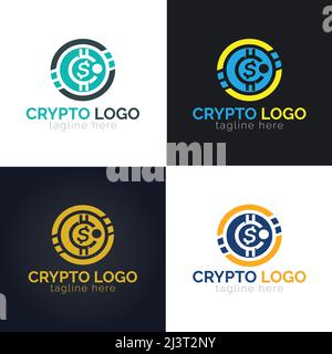 Modèle vectoriel de conception de logo de crypto-monnaie ou de crypto-monnaie Illustration de Vecteur