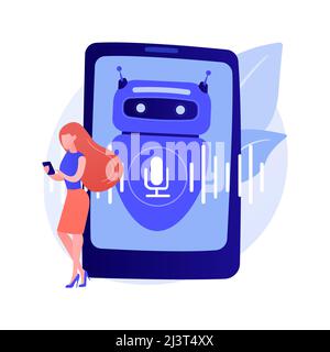 Illustration du vecteur de concept abstrait de l'assistant virtuel à commande vocale Chatbot. Assistant personnel virtuel parlant, application vocale pour smartphone, ai, Illustration de Vecteur