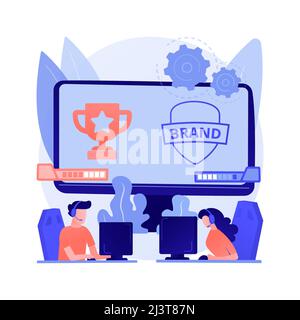 Illustration du vecteur de concept abstrait de collaboration eSports. Partenariat e-sports, coopération avec les marques internationales, parrainages, champion League collaborati Illustration de Vecteur