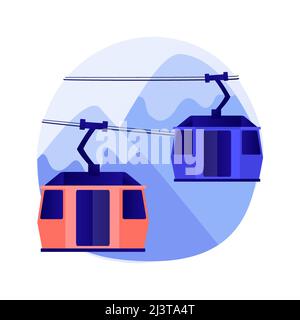 Illustration du vecteur de concept abstrait de transport de câble. Chemins de câbles, modes de transport, bus de voiture électrique ev, ancien funiculaire, trolleybus, transport de touristes, Illustration de Vecteur