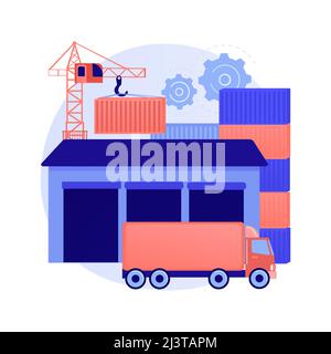 Illustration du vecteur de concept abstrait du hub logistique. Centre logistique mondial, entrepôt commercial, centre de distribution, gestion de la chaîne d'approvisionnement, transposeur Illustration de Vecteur