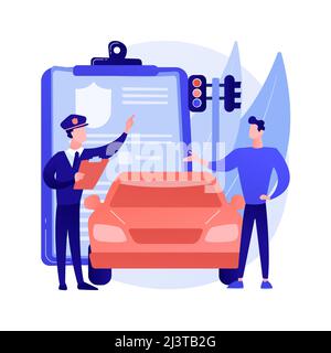 Illustration du vecteur de concept abstrait de trafic fin. Infraction au code de la route, contravention pour excès de vitesse, paiement en ligne, infraction aux règles de conduite, contrôle de la vitesse, rouge Illustration de Vecteur