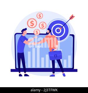 Partenariat d'affaires, travail d'équipe, coopération. Conclure des accords, atteindre des objectifs, collaborer de manière bénéfique. Personnages de dessins animés d'hommes d'affaires. Vect Illustration de Vecteur