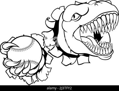 Joueur de Baseball Sports de dinosaures animal mascotte Illustration de Vecteur