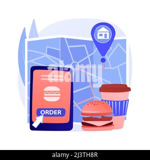 Illustration du vecteur de concept abstrait de la livraison alimentaire. Expédition de produits pendant le coronavirus, shopping sûr, auto-isolement services, commande en ligne, séjour ho Illustration de Vecteur