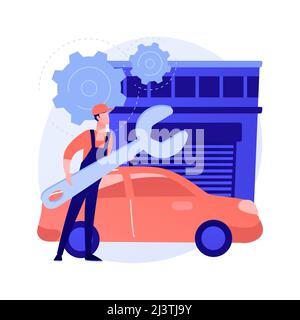 Habillage automatique de l'illustration du vecteur de concept abstrait. Atelier de réparation de voiture, service d'entretien automobile, détail de véhicule, détail de service complet, spa auto, pa Illustration de Vecteur