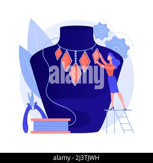 Illustration vectorielle abstraite de concept de bijoux faits main. Bijoux faits soi-même, startup de designer, produit fait à la main, livre en ligne, fait à la main, acheter artisan Illustration de Vecteur