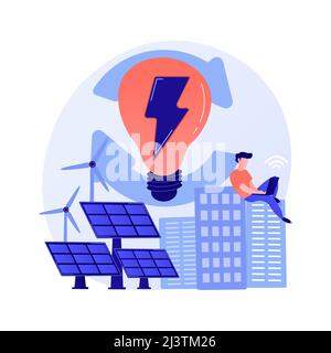 Charge électrique, production d'électricité, production de lumière. Utilisateur de PC féminin avec personnage de dessin animé pour appareil électrique. Chargement de l'appareil. Isoler le vecteur Illustration de Vecteur