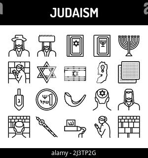 Jeu d'icônes de ligne Judaïsme. Elément vectoriel isolé. Illustration de Vecteur
