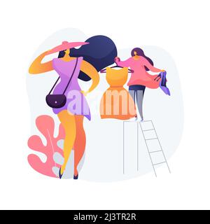 Illustration du vecteur de concept abstrait du styliste personnel. Conseiller commercial, blogueur de beauté, vêtements d'affaires tailleur, mode d'espace de travail, homme et femme Illustration de Vecteur