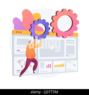 Analyses publicitaires sur Internet. SEO, marketing, infographies de rapports. Promotion numérique, publicité sur les réseaux sociaux. Promotion du contenu vidéo. iso vectoriel Illustration de Vecteur