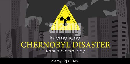 Accident de Tchernobyl. Jour du souvenir de Tchernobyl. L'explosion d'un réacteur nucléaire en Ukraine en 1986. Illustration vectorielle. Illustration de Vecteur