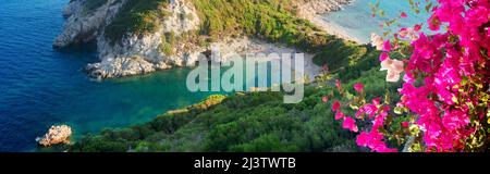 Plage de Timoni sur Korfu, Grèce Banque D'Images