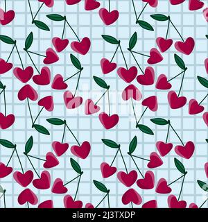 Motif de cerise sans couture aux fruits d'été pour les tissus et les textiles, l'emballage et les cadeaux, les cartes, le linge de maison et les enfants Banque D'Images