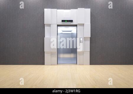 3d en rendant un ascenseur métallique ou un ascenseur pour passagers Banque D'Images