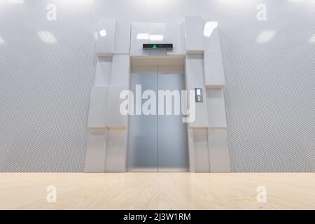 3d en rendant un ascenseur métallique ou un ascenseur pour passagers Banque D'Images