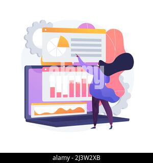 Recherche de données statistiques, indicateurs de performance de l'entreprise, retour sur investissement. Pourcentage, fluctuation des indices, changement significatif. Vecteur i Illustration de Vecteur