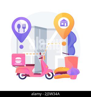 Illustration du vecteur de concept abstrait de la livraison alimentaire. Expédition de produits pendant le coronavirus, shopping sûr, auto-isolement services, commande en ligne, séjour ho Illustration de Vecteur