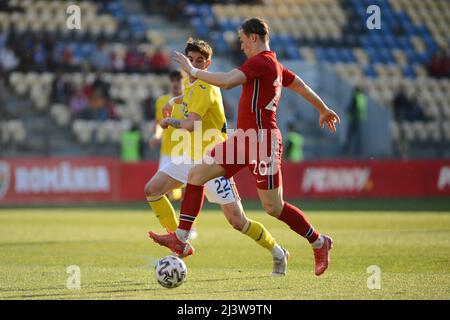 Elias Merkelsen #20 et Andrei anton #22 dans le jeu amical Roumanie U20 vs Norvège U20 joué sur 24.03.2022, Ilie Oana Stadium , Ploiesti , Cristi Stavri Banque D'Images