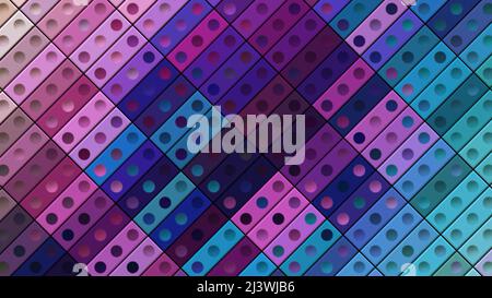 Arrière-plan de la mosaïque lignes clignotantes avec des points. Mouvement. Lignes colorées de style domino. Rectangles multicolores avec points clignotants Banque D'Images