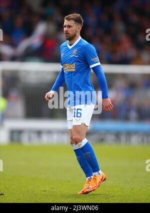 10th avril 2022, St Mirren Park, Paisley, Renfrewshire, Écosse ; Scottish Premier League football, St Mirren v Rangers; Aaron Ramsey des Rangers Banque D'Images