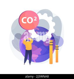 Illustration vectorielle abstraite du concept des émissions mondiales de CO2. Empreinte carbone mondiale, effet de serre, émissions de CO2, taux et statistiques par pays, car Illustration de Vecteur