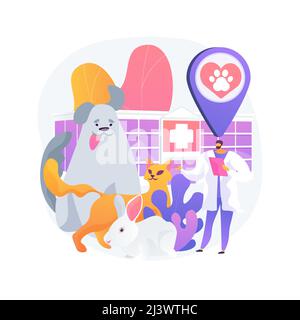 Illustration vectorielle du concept abstrait de la clinique VET. Hôpital vétérinaire, chirurgie, services de vaccination, clinique animale, soins médicaux pour animaux de compagnie, service vétérinaire, di Illustration de Vecteur