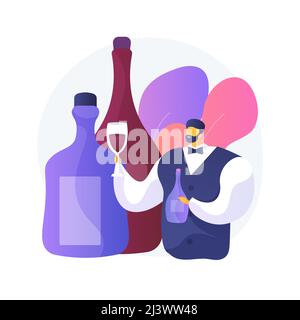 Illustration vectorielle de concept abstrait sommelier. Intendant des vins, expert en restaurant, service des vins, menu de restauration, certification, guilde internationale, bo verre Illustration de Vecteur