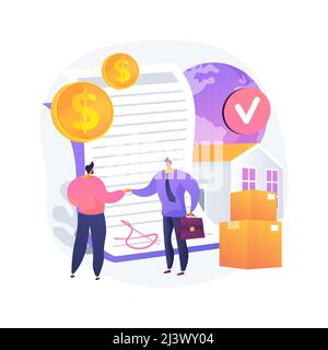 Illustration du vecteur de concept abstrait des termes du contrat de vente. Prix du contrat, conditions de livraison, paiement, contrat commercial, acheteur et vendeur, propriété ren Illustration de Vecteur