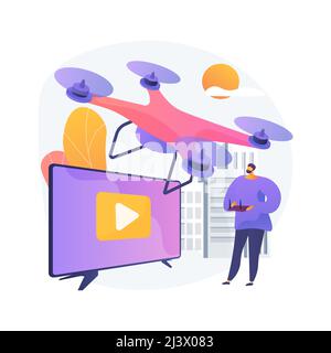 Illustration vectorielle abstraite de concept de vidéographie aérienne. Service de drones aériens, société de vidéographie, production vidéo professionnelle, film événementiel, commerc Illustration de Vecteur