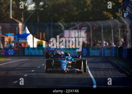 10th avril 2022, Albert Park, Melbourne, Australie; FIA Formule 1 Grand Prix d'Australie, jour de la course : pilote alpin Esteban Ocon pendant la course Banque D'Images